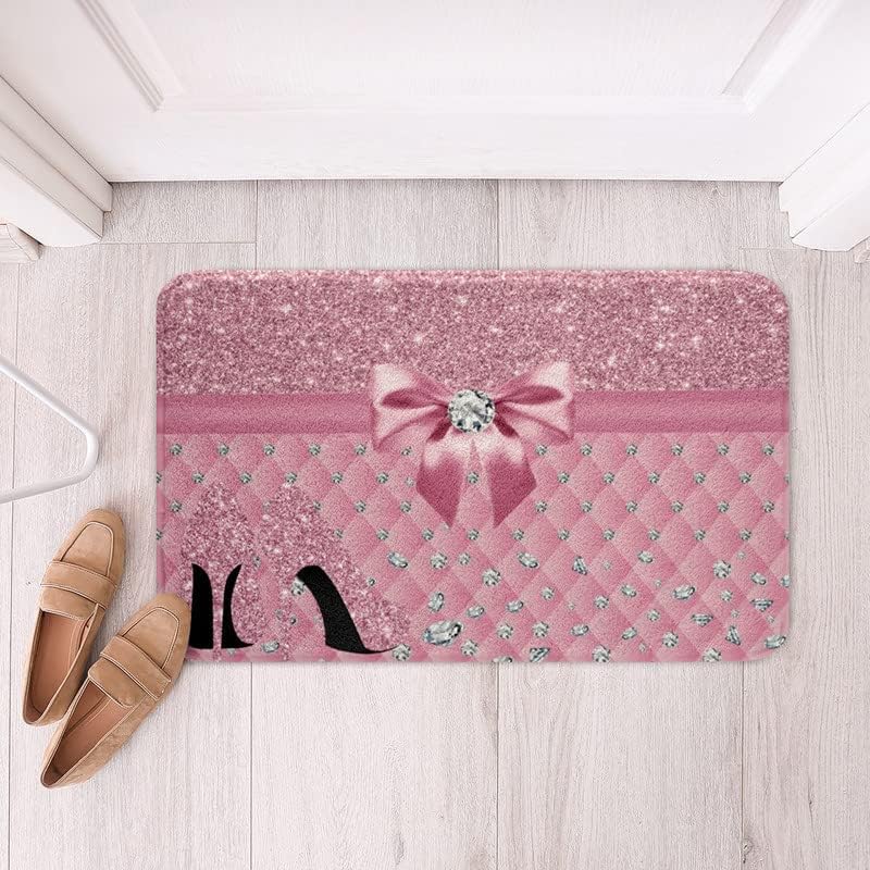 Miniatura 2 de Alfombras de baño con purpurina (sin purpurina sin lentejuelas), tapetes de baño de color rosa pastel para baño, alfombras de baño de tacón alto,