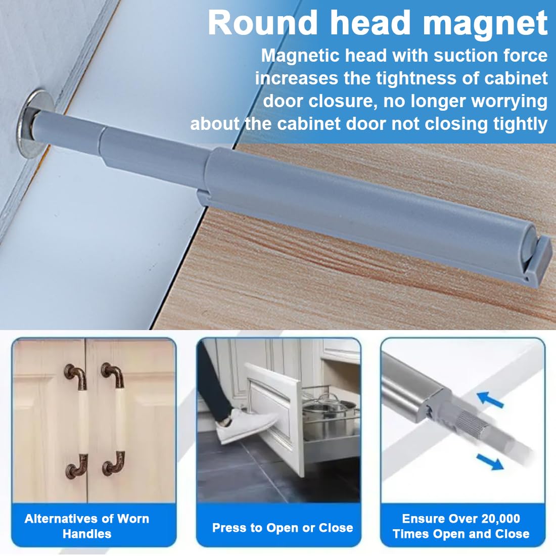 8 Pezzi Push Pull per Ante Robusto Apertura a Pressione Ante Chiusura Magnetico Pressione Home Premi per Aprire Custodia