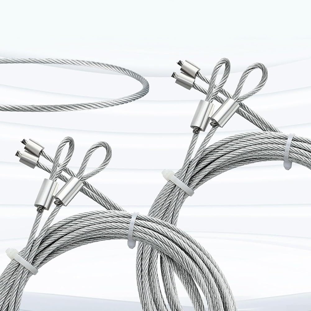 Lot de 2 Câbles de Porte de Garage de 3.2 mm Diamètre 3 m, en Acier Galvanisé