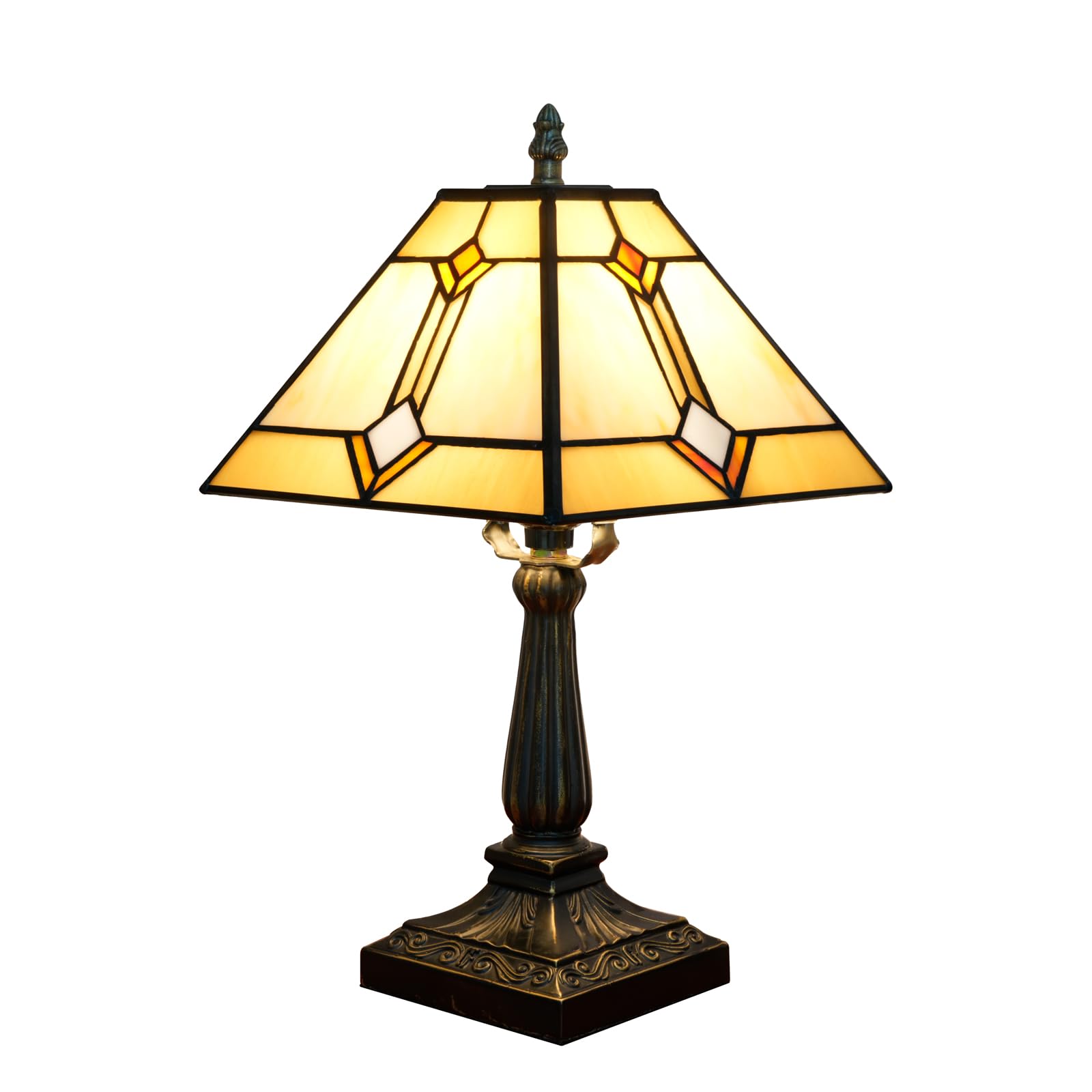 Tiffany lampa stołowa styl misja szkło witrażowe światło żółte antyczne vintage lampa obok czytania do domu salonu