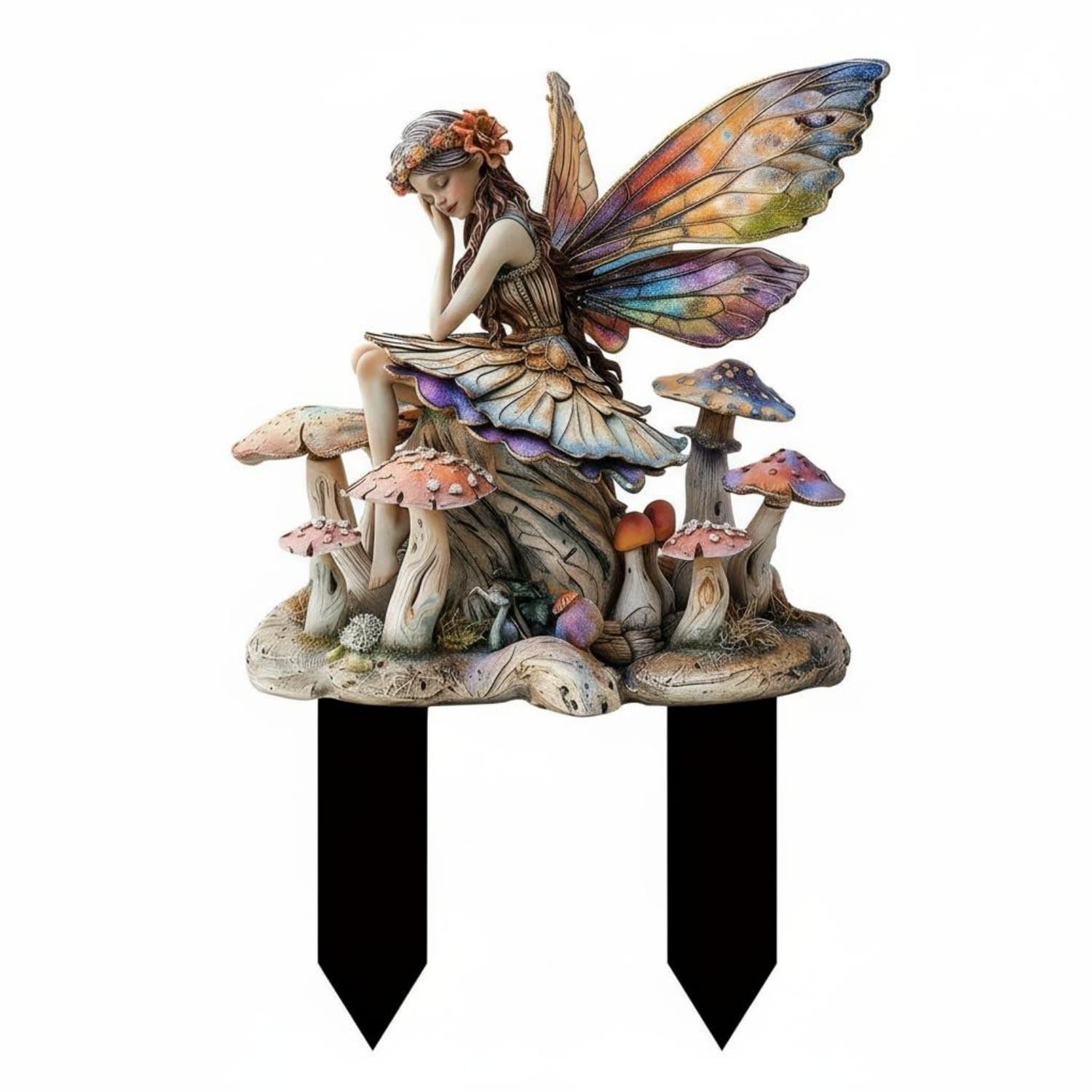 Weatherproof Fairy Mushroom Garden Stake Whimsical Design Fairy on Mushrooms Planter Pick Waterproof 2D Flat Yard Art Fade Resistant for Patio, Flower Pot, Yka477-image-26