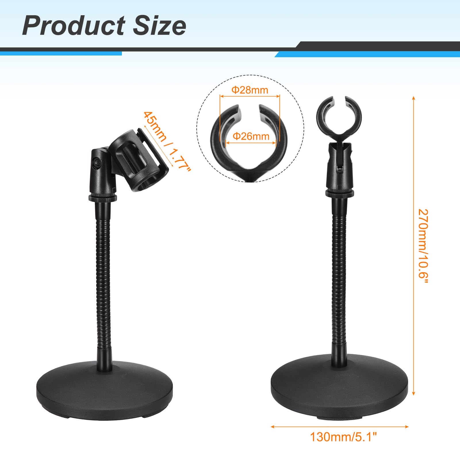 QUARKZMAN Supporto Microfono A Colomba Da Tavolo 130x270x185mm Regolabile | Adattatore Clip Per Microfono Senza Fili, Flessibile, Con Base Ponderata, Per Microfoni A Mano, Per Microfono