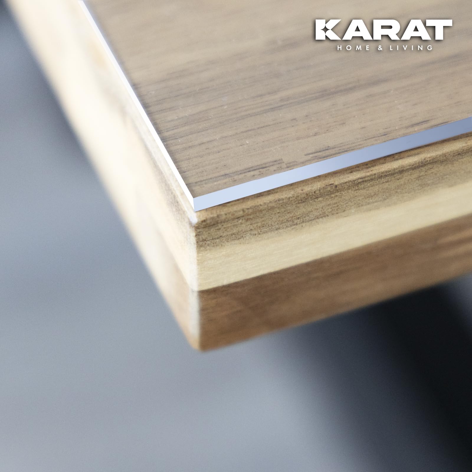 KARAT Protector de mesa transparente con borde recto, mantel a medida, tamaño a elegir, lámina protectora transparente, protector de mesa (cristal, ancho 60 x largo: 60 cm)