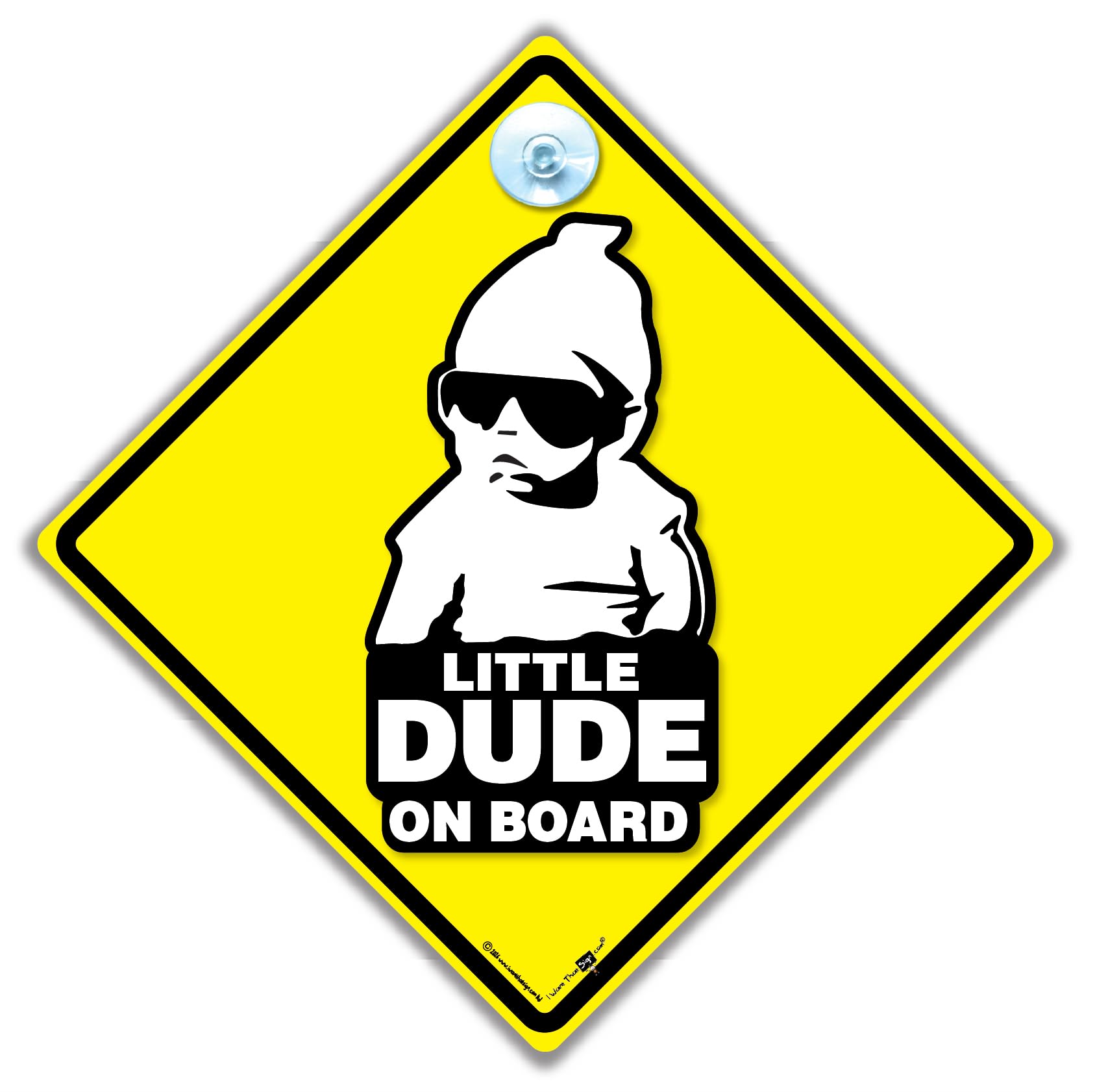 Little Dude on Board Car Window Sign with Suction Cup 14x14cm