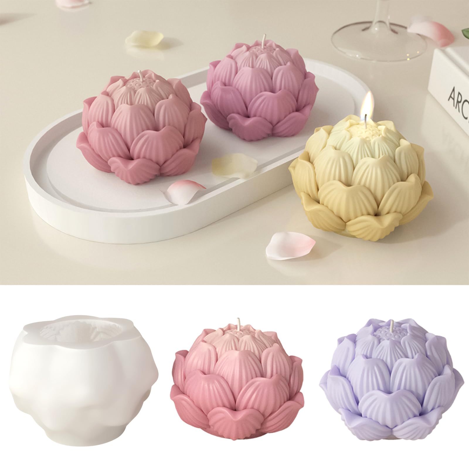 Moldes De Silicona Para Velas Y Jabones - 2 Piezas Florales Y Giratorias, Aptos Alimentos