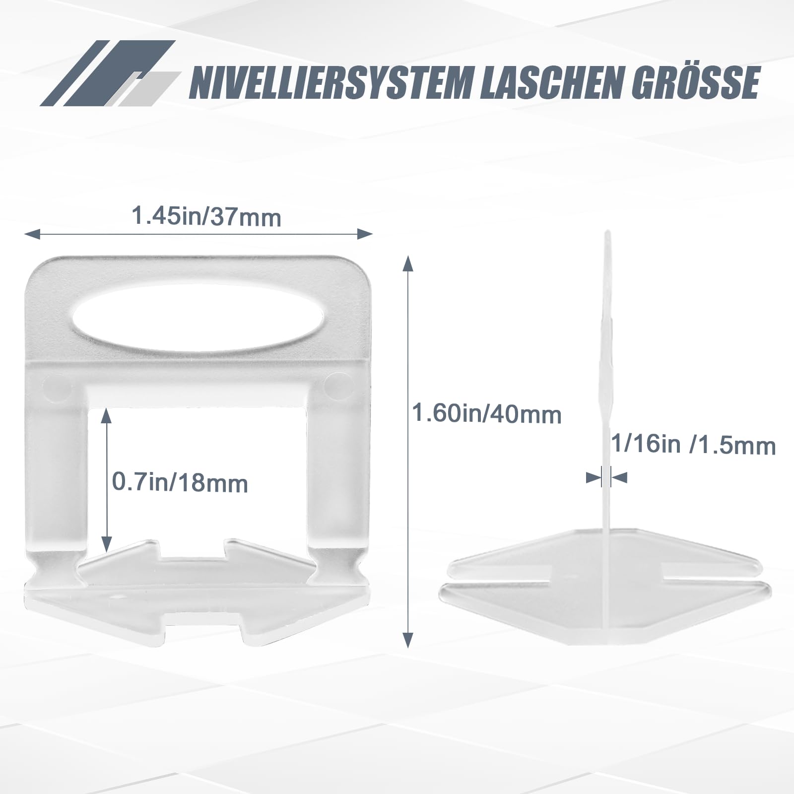 Storystore 1000 pezzi linguette standard larghezza fuga 1,5 mm, sistema di livellamento piastrelle aiuto livellamento linguette di trazione larghezza fuga ausilio per la posa per piastrelle altezza 3