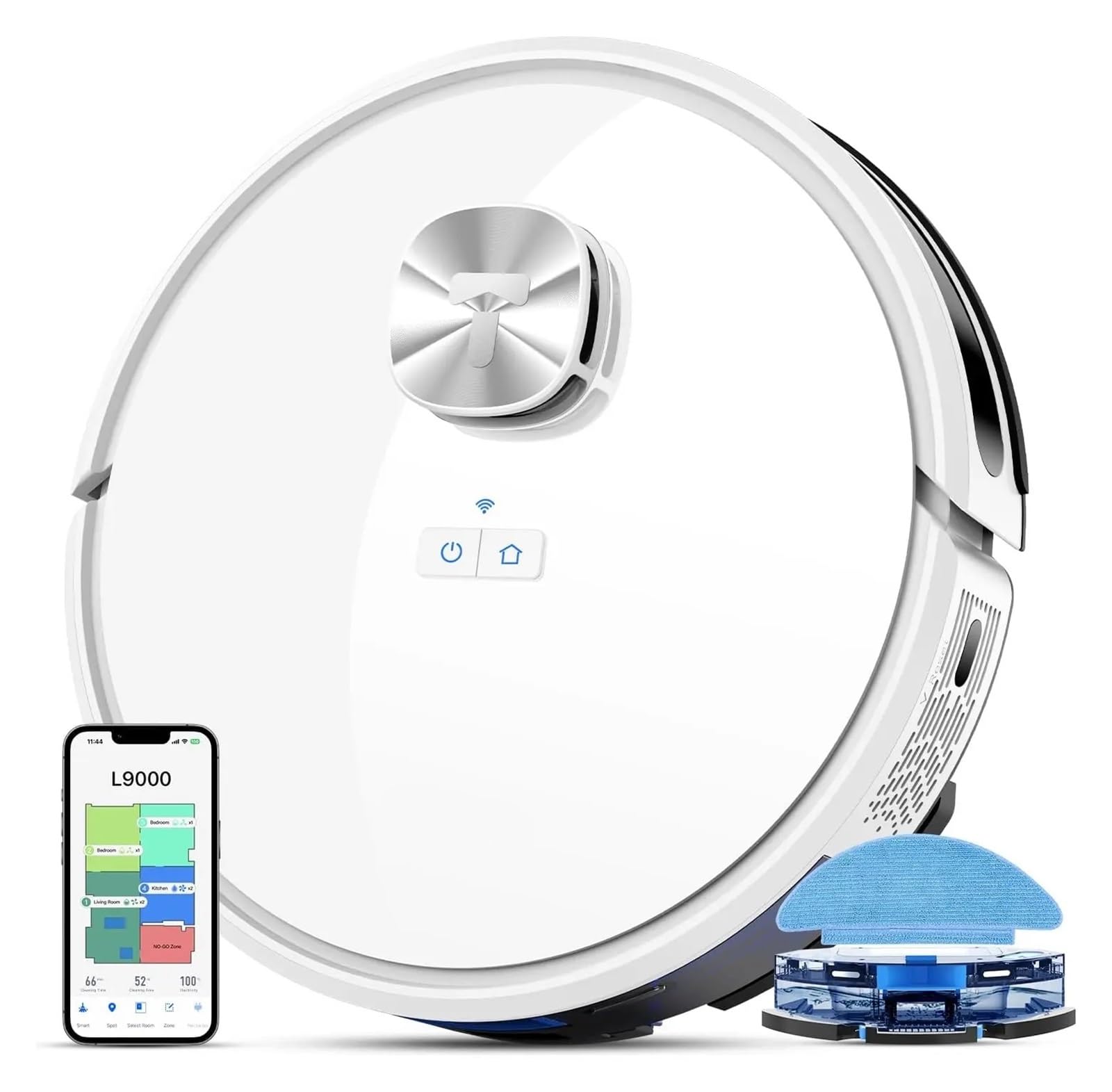 EWsdsfs Robot Vacuum and Mop Combo, LiDAR Navigation, L9000 Robotic Vacuum Cleaner, 4000Pa Suction Good for Pet Hair, Carpet(White)