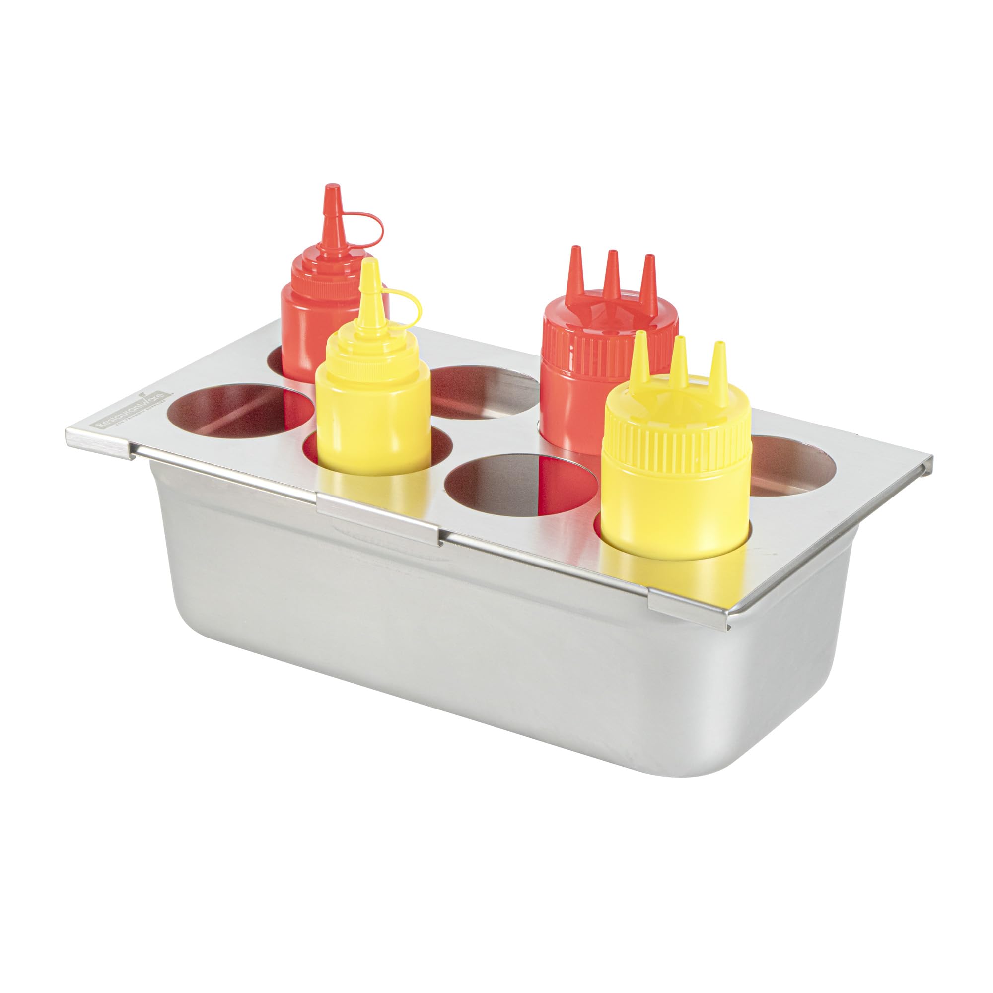 Stainless Steel Squeeze Bottle Holder - 4 Hole Condiment Organizer -19