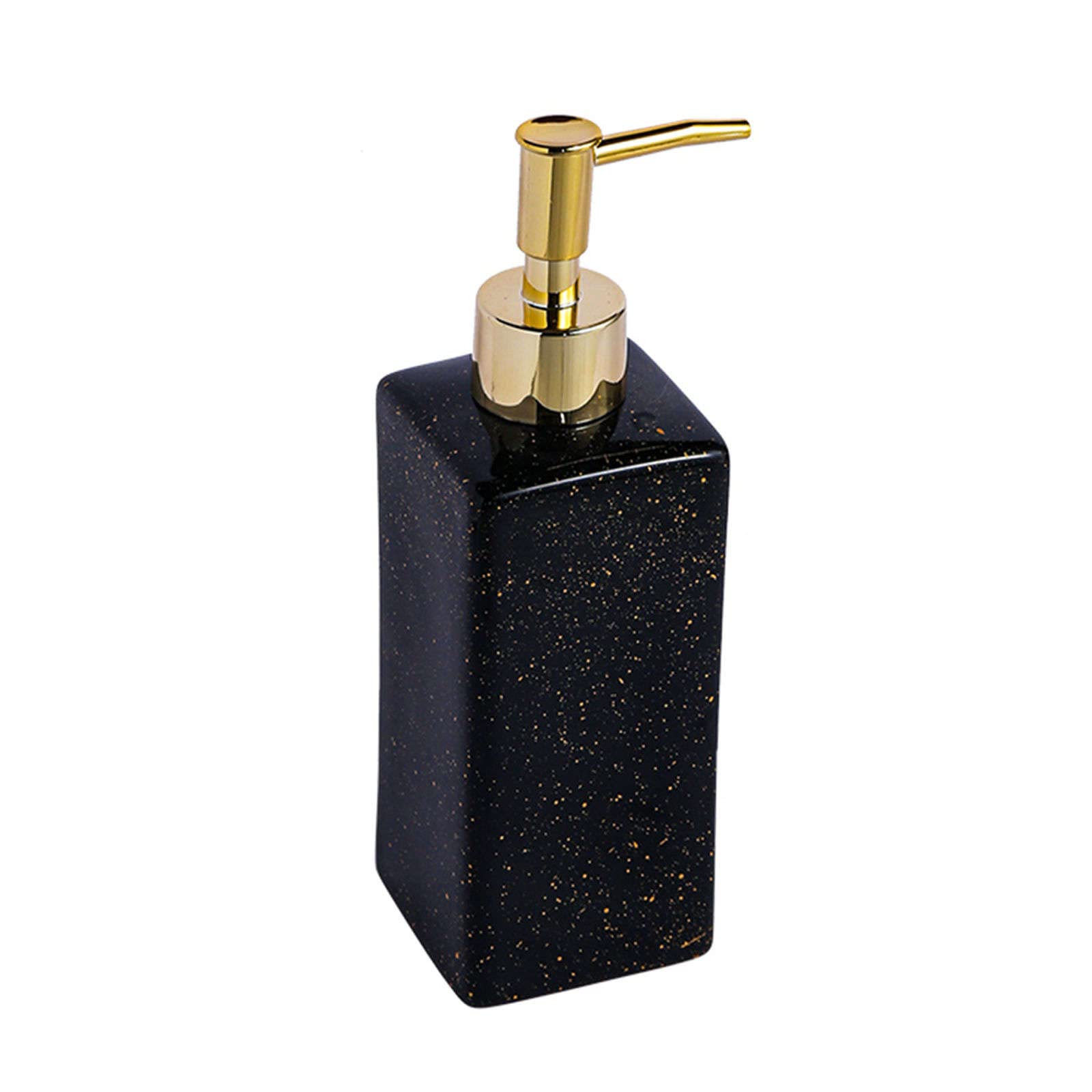 Soap dispenser, Solid Color Pump, Refillable Lotion Dispenser For Bathroom Vanity Countertop, Ceramic Shampoo(Black,Rectangular)