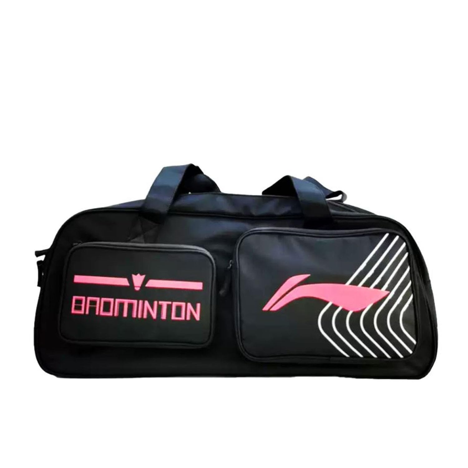 Li-Ning Qube Square Bag – Premium Badminton Lightweight and Durable, Sleek Design | Spacious, Durable, Lightweight Sports Kit Bag for Badminton Players | | Badminton Kitbag | Spacious (Black/Pink)-image-33