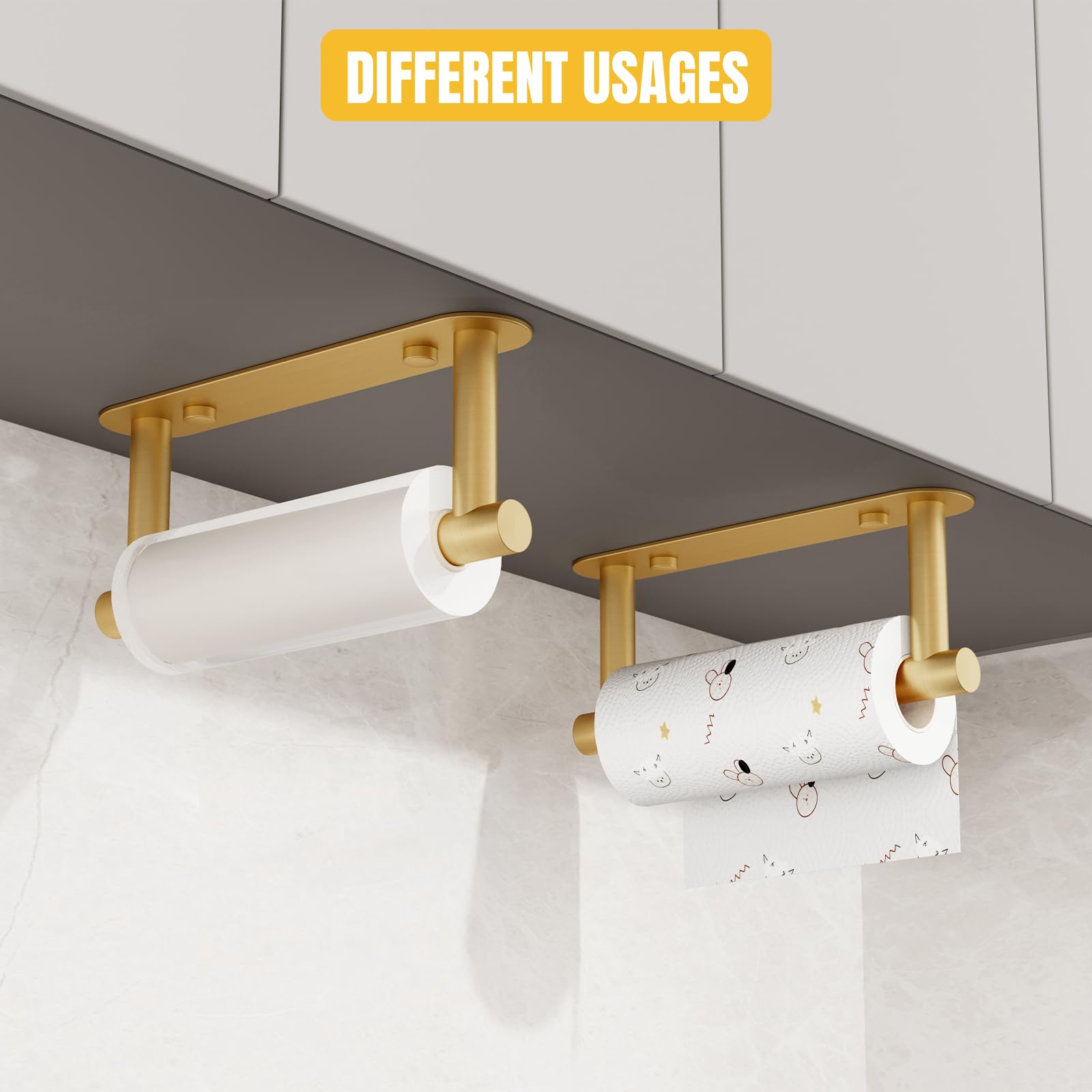 BESy Toilet Paper Holder, Bathroom Tissue Holder Wall Mount Brushed Gold — Amazon image 3