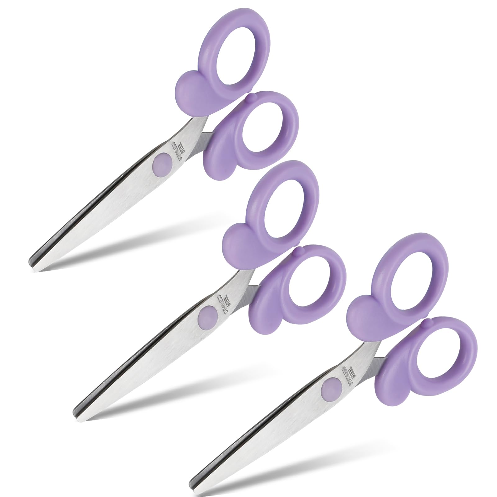 Eagle Butterfly Scissors,Sharp Stainless Steel Blades, Ideal for Office, Kitchen and School，3 Pcs/Pack，Purple