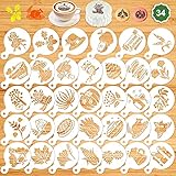 Thanksgiving Cookie Stencils Decoration, Konsait 34Pack Happy Thanksgiving Leaf Turkey Accessories,...