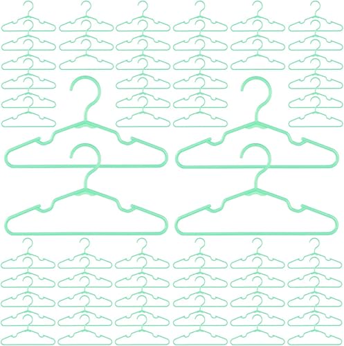 Paquete de 60 perchas antideslizantes de plástico verde resistentes para armario, delgadas y duraderas