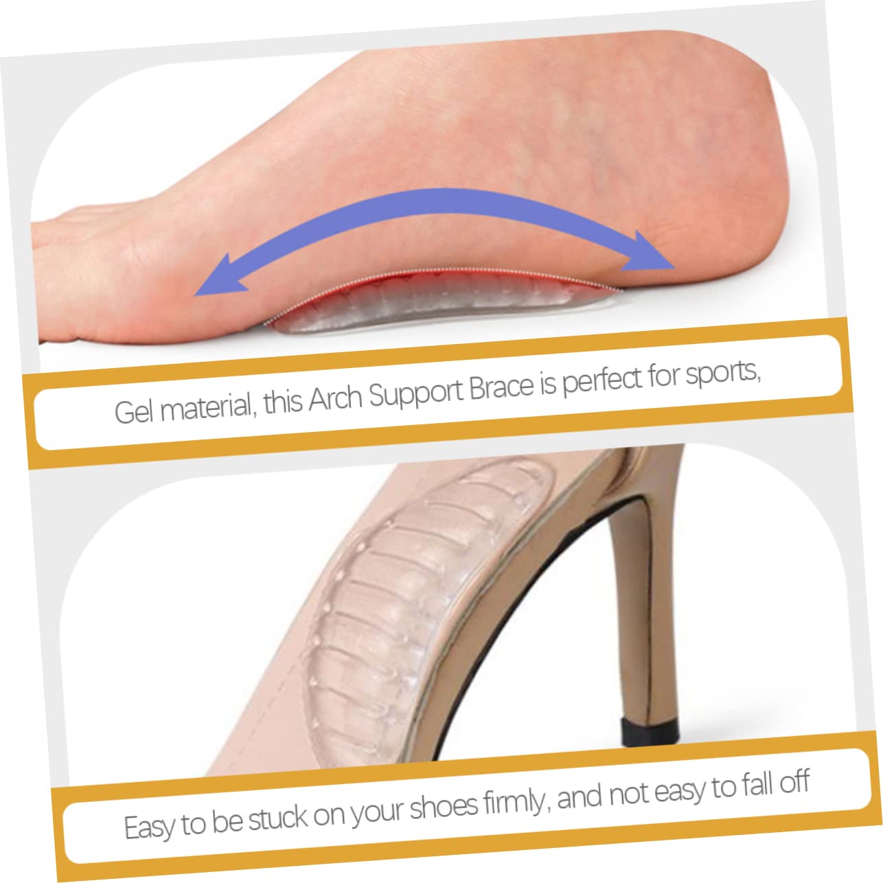 KOCKSHION Gel Foot Pads for Women Men Arch Gel Inserts for Non Arch Support Pads for Comfortable Walking