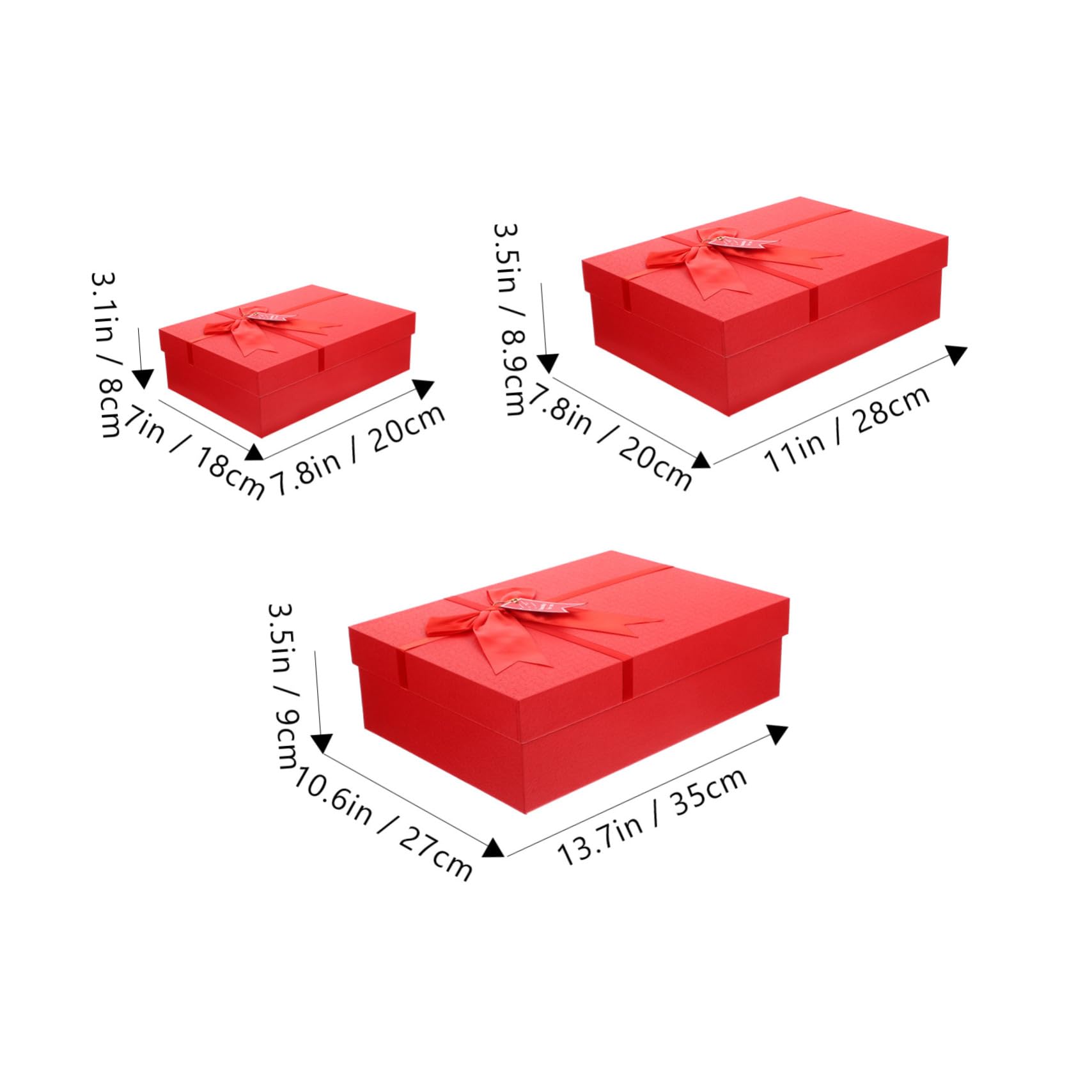 KOMBIUDA Scatole Regalo in Carta Coperchio 3 Pezzi Rosso Decorative