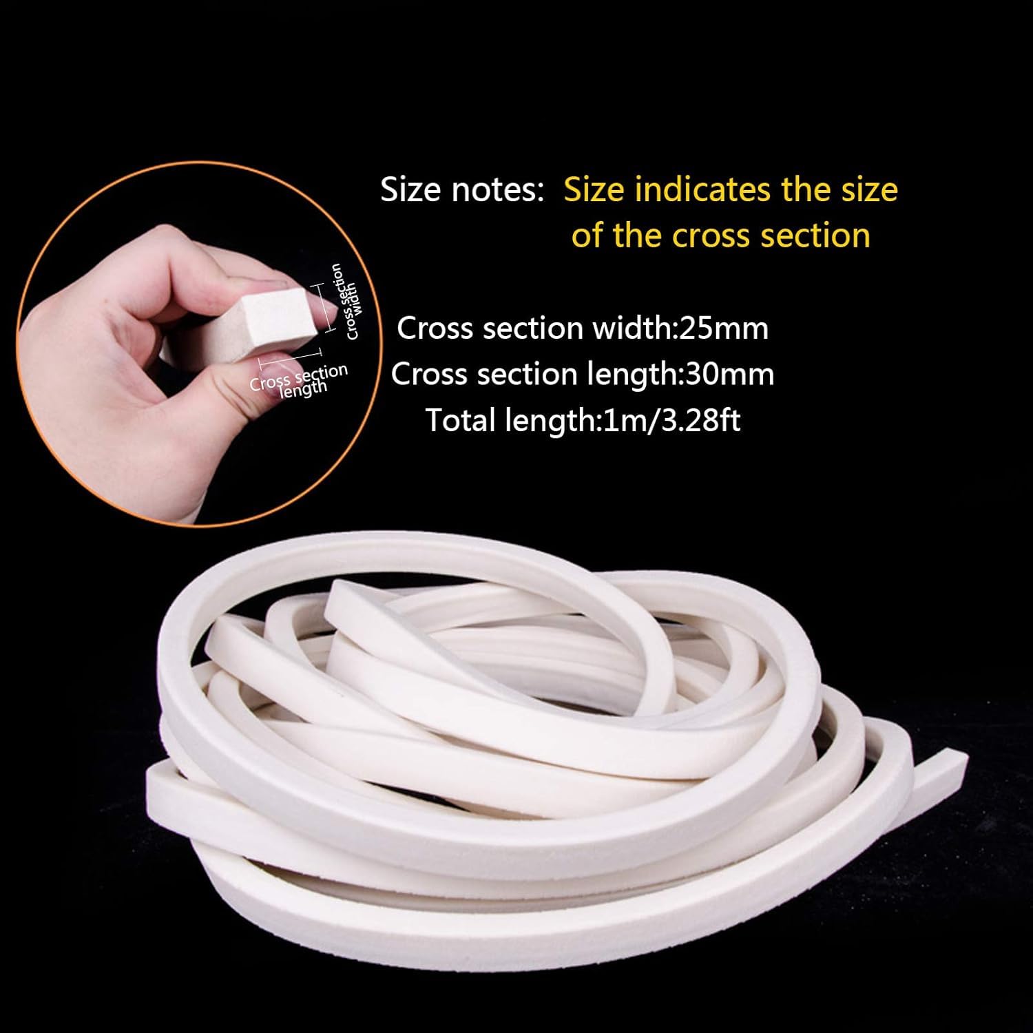 Cinta de espuma silicona, esponja 1M longitud, barra pies, tira sellado cuadrada for ducha, inodoro, cocina, pared, y decoración moho(25 * 30Mm)