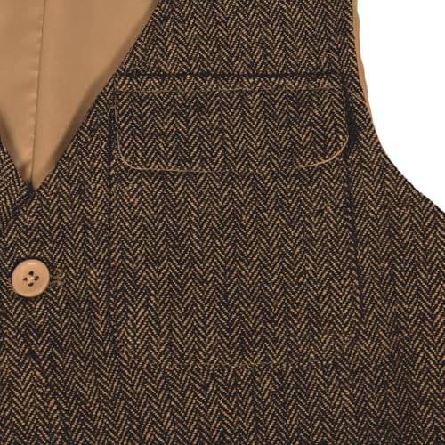 Boys Vest Vintage Kids Tweed Waistcoat with Pocket Slim Fit Formal Dress Up Outfit4