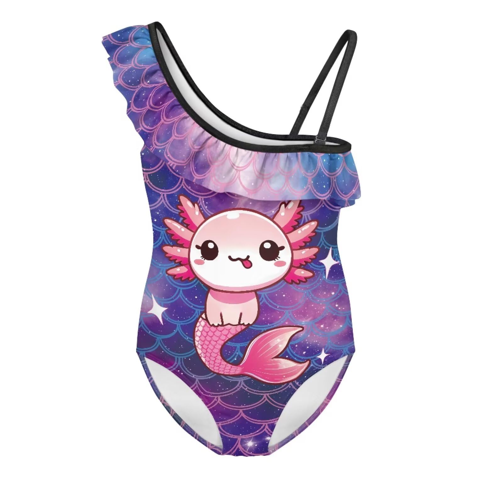 Girls One Piece Bathing Suit,Slim-Fit Ruffle Strap Swimsuit with Adjustable Strap Quick Dry Summer Beach Swim Suit