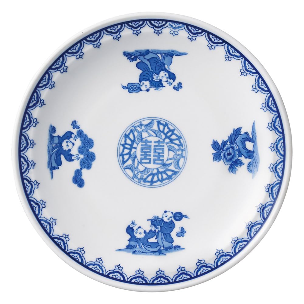 Amazon.co.jp: 染付唐子 6.0皿 | 中華 中皿 [ 18.5 x 18.5 x 2.8cm