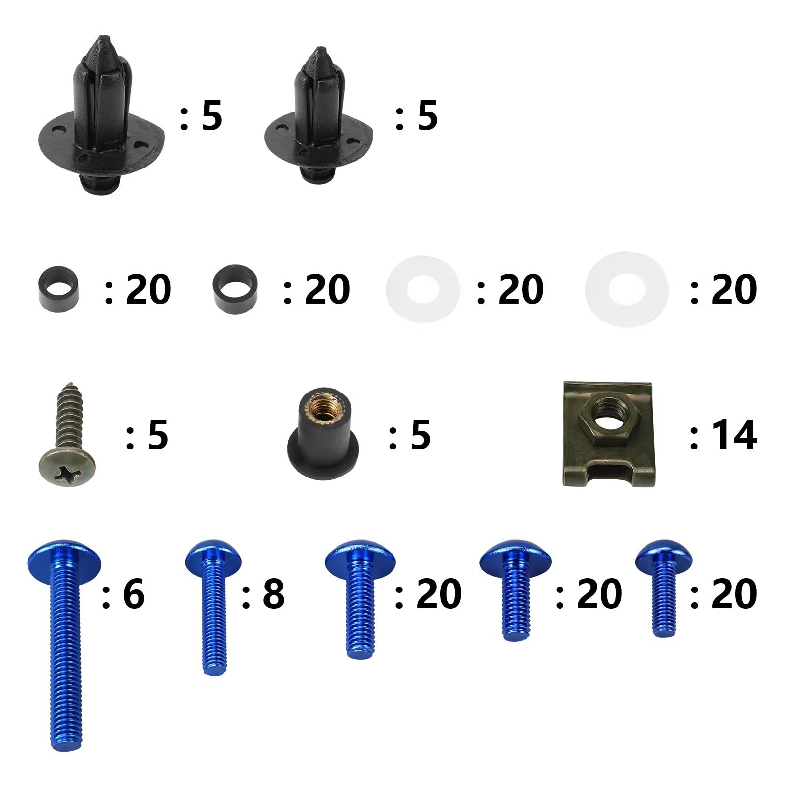 Compatibile Con YZF Per R1 Per R15 Per R3 Per R6 190PCS Moto Carenatura Bulloni Di Fissaggio Clip Vite Bulloni E Dadi Set Kit Viti Moto(Green)