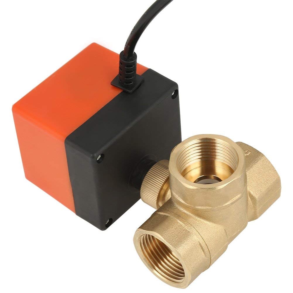 Válvula de Bola Motorizada, Válvula de Bola de Latón DN25 / G1 ", Válvula de 3 Cables Motorizada de 3 Vías DN25 AC 220 V, para Agua, Aire, Aceite y Otros Entornos