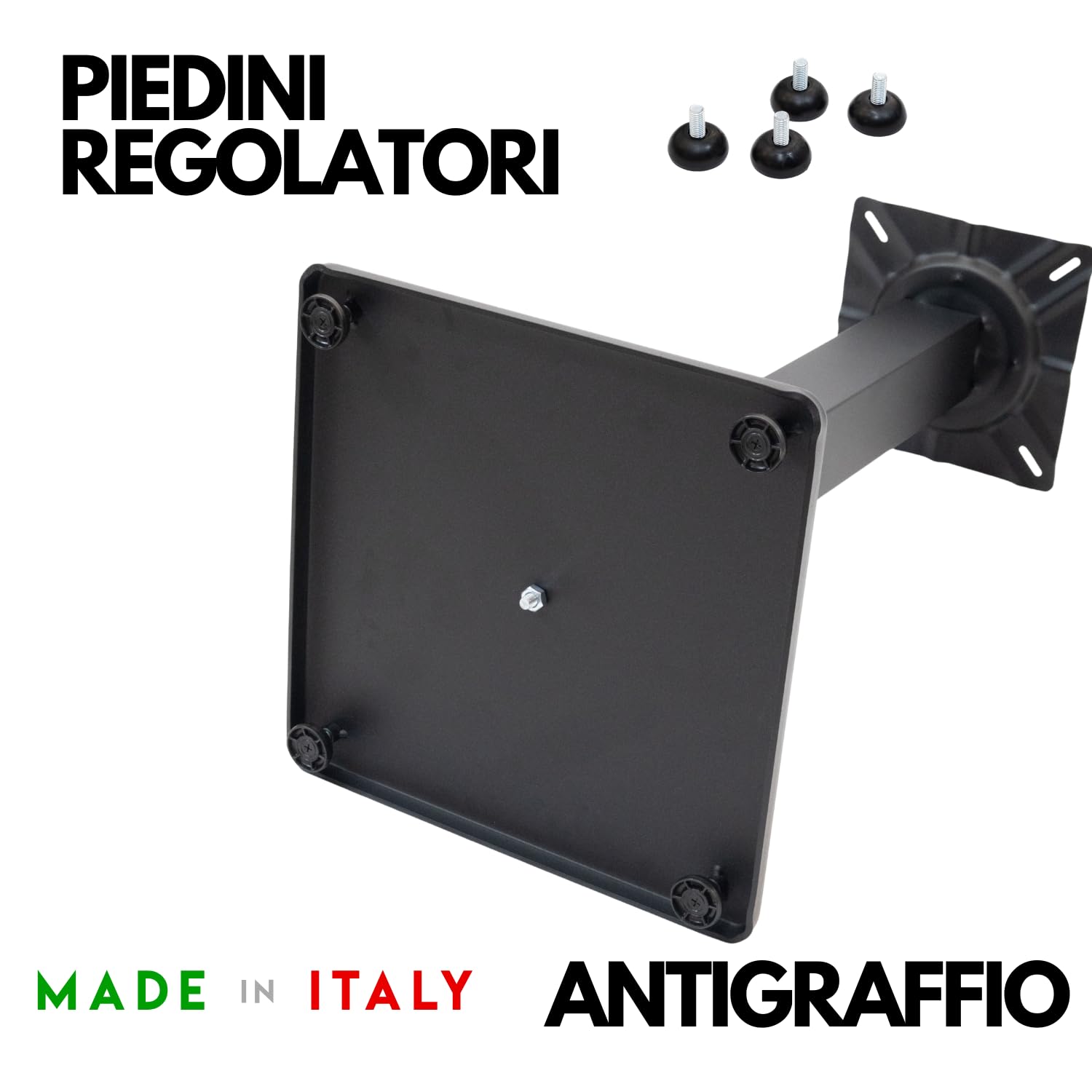 MOHOME Gambe per Tavolo Ferro Made In Italy Nero Rotondo Quadrato Stile Moderno Struttura Robusta Base Stabile Solida Piedini Regolatori Tavoli Soggiorno Bar Bistrò Ristoranti Catering