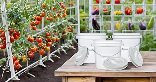 Miniatura 4 de House Naturals Cubo blanco de 2 galones con tapa de rosca, paquete de 3 entrenadores fabricados en Estados Unidos (cubos blancos con tapas blancas)