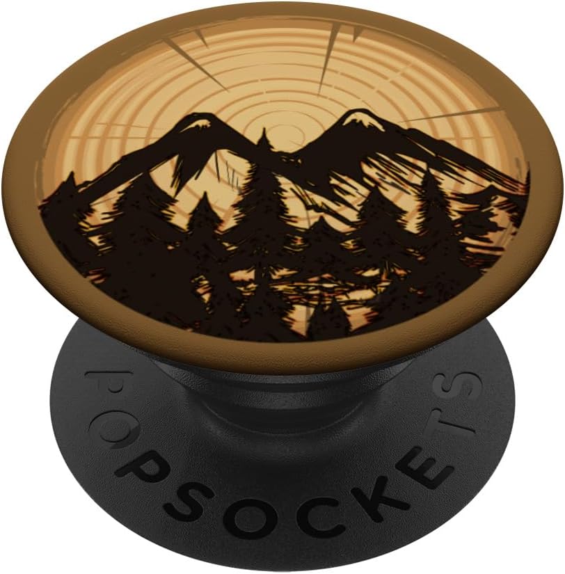 Tree Ring Trunk Trees Mountain Wood Brown PopSockets MagSafe PopGrip for iPhone