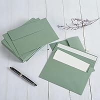 Vista 4 de 50 Pack 5 x 7 Envelopes Colored Self Seal for Wedding, Party Invitations, Greeting Cards, Announcements, Photos, 5.24 x 7.21 Inches (Sage Green)