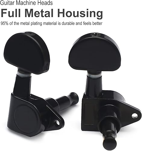 Miniatura 23 de SAPHUE Afinadores de guitarra de 4.331 in, un juego de llaves de afinación de guitarra clásica negra 1R1L, clavijas de cuerda para guitarra clásica