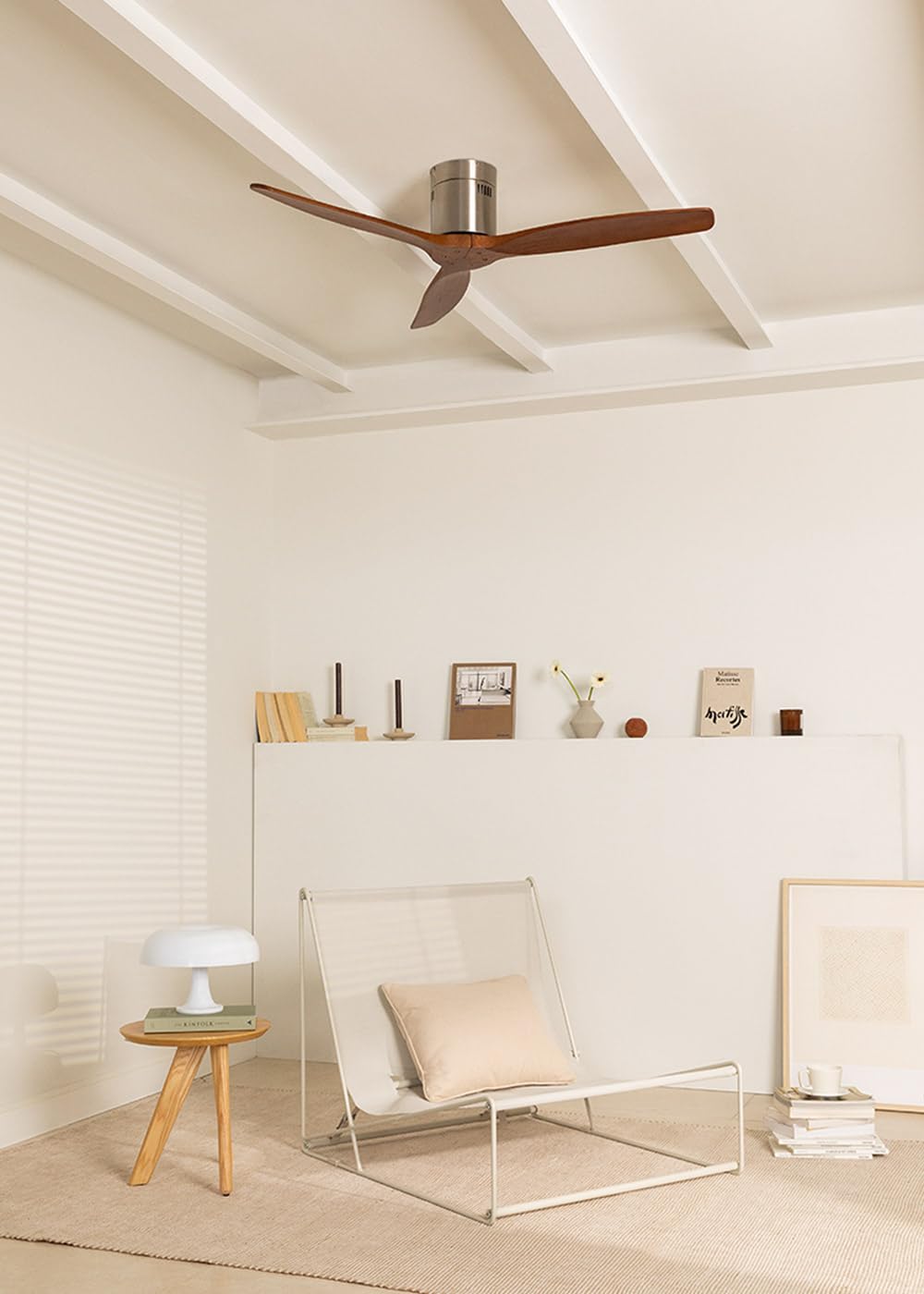 CREATE / WINDCALM NATURAL WOOD M/Deckenventilator Nickel Dunkelholzflügel mit Fernbedienung / 40W, Timer, Ø132 cm, 6 Geschwindigkeiten, Sommer-Winterbetrieb