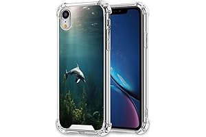 Cunw Four Corner Airbag Shockproof Transparent Phone Case for iPhone Xr with Dolphin-aa410 Pattern