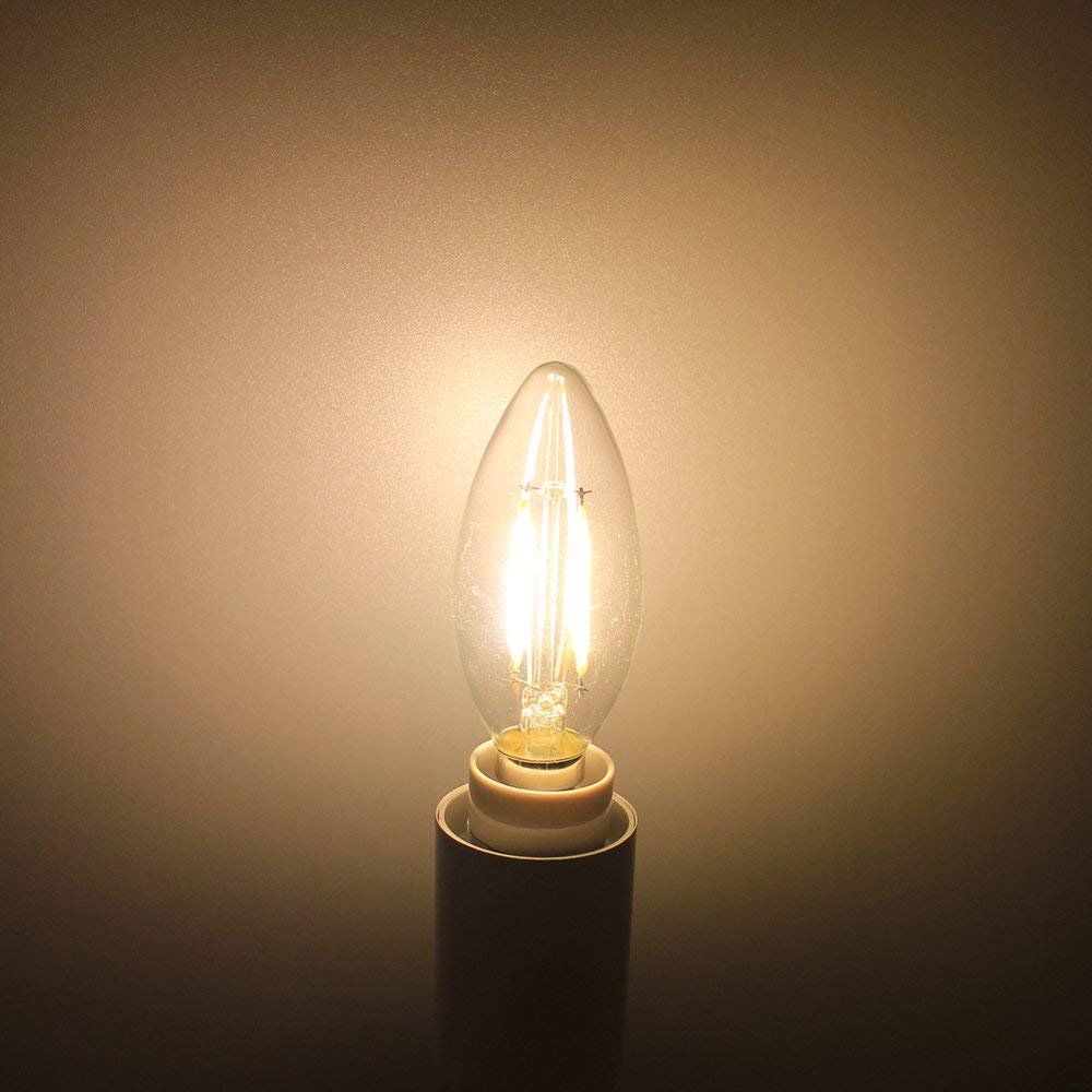 Bombillas led Bombilla LED Edison E14, 2 W, C35, Vela, Blanco cálido, 2700 K, ángulo de Haz 360 ​​Grados, Paquete 10 Equivalente a 20 incandescente