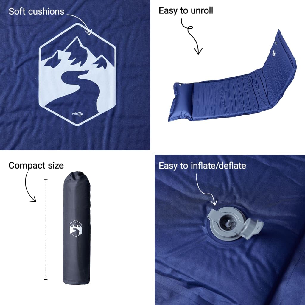 vidaXL colchón de Camping autoinflable colchones de Camping autoinflables colchoneta de Dormir autoinflable