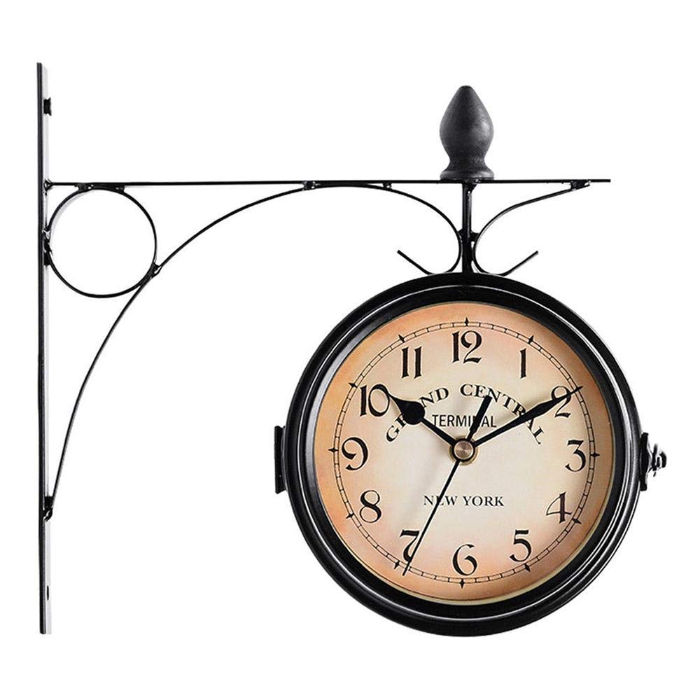 Horloge extérieure double face en fer forgé lisible et robuste contre la pluie