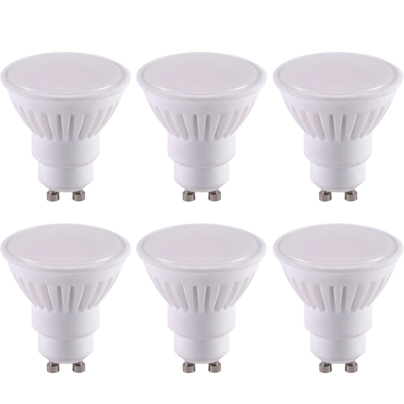 WULUN GU10 10W LED Bulbs with Milky White Surface, Ceramics Base, 10W Equivalent 90W Halogen, 1100LM Cold White 6000K, AC/DC 85V-265V, 110°Beam Angle, Non-Dimmable, CRI>85, 6 Pack