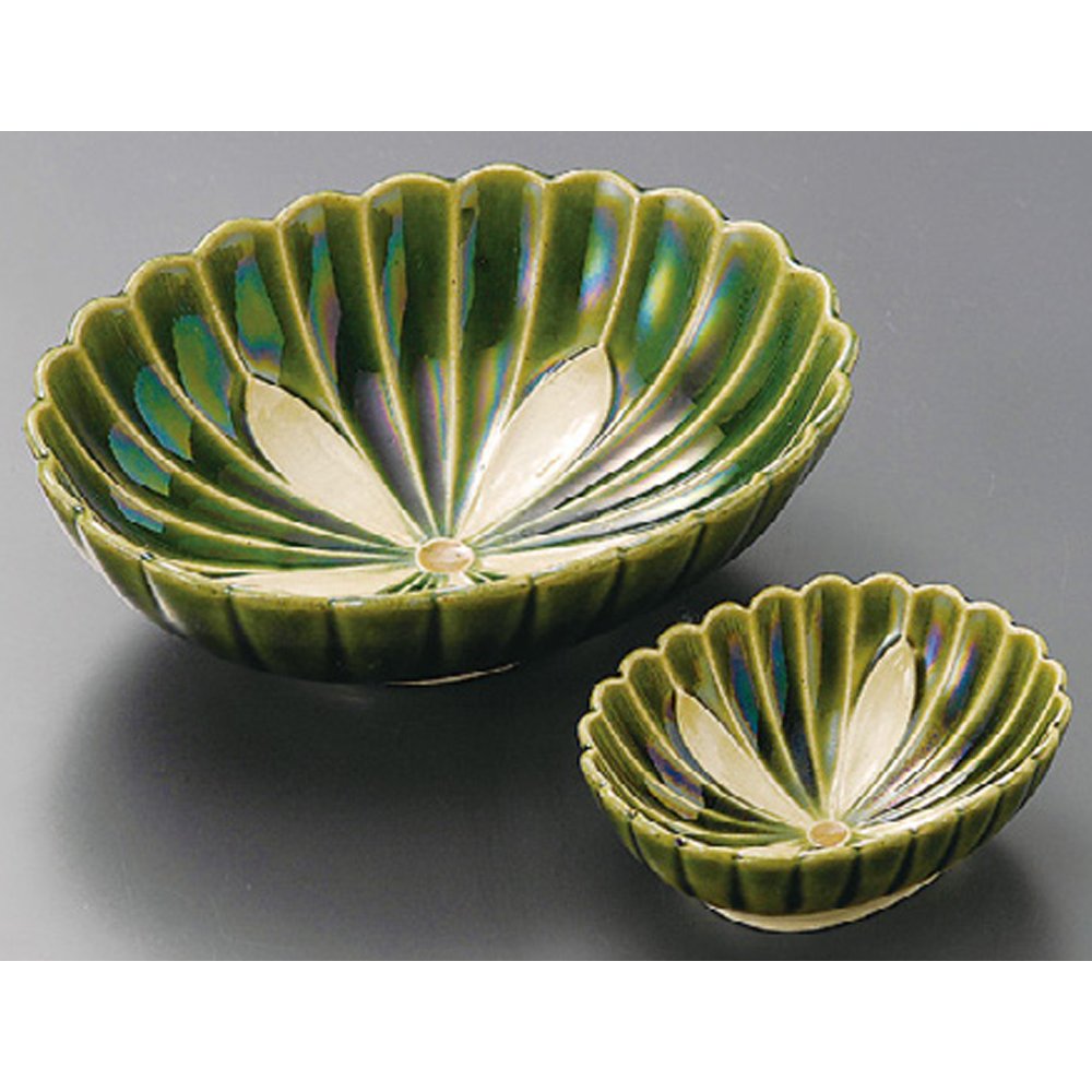 織部　菊花紋　鉢　片口 織部 菊花紋 鉢 片口