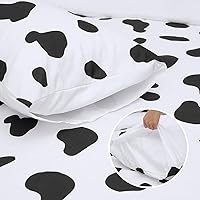 Vista 4 de Juego de funda de edredón con estampado de vaca, tamaño individual, 3 piezas, ropa de cama con estampado de dálmatas para niñas y niños