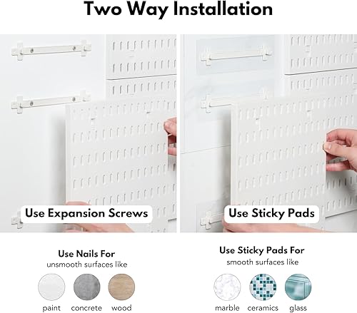 Miniatura 11 de Keepo - Juego de combinación de 2 tableros de clavijas y 10 accesorios modulares para colgar en pared, para organización de pared, manualidades