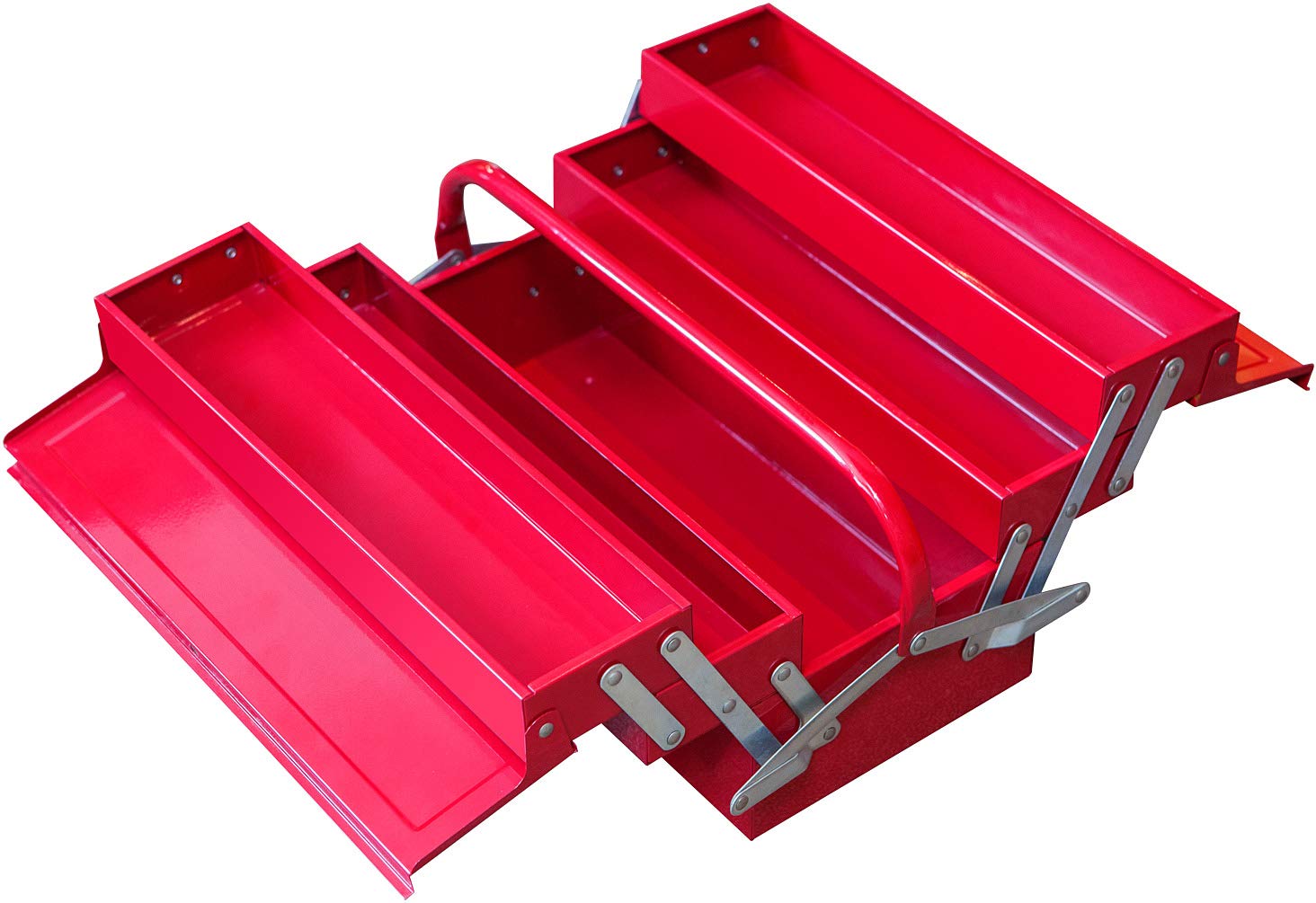 Torin BIG RED 16" Hip Roof Steel Tool Box – Portable, With Metal Latch, Red, For Home, Garage & Job Sites
