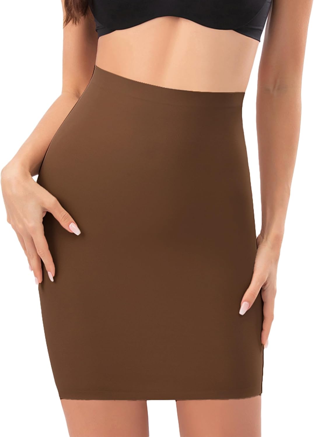 Womens Shapewear Slips for Under Dresses Non Cling Half Slip Body Shaper Smoother Seamless Tight Skirt