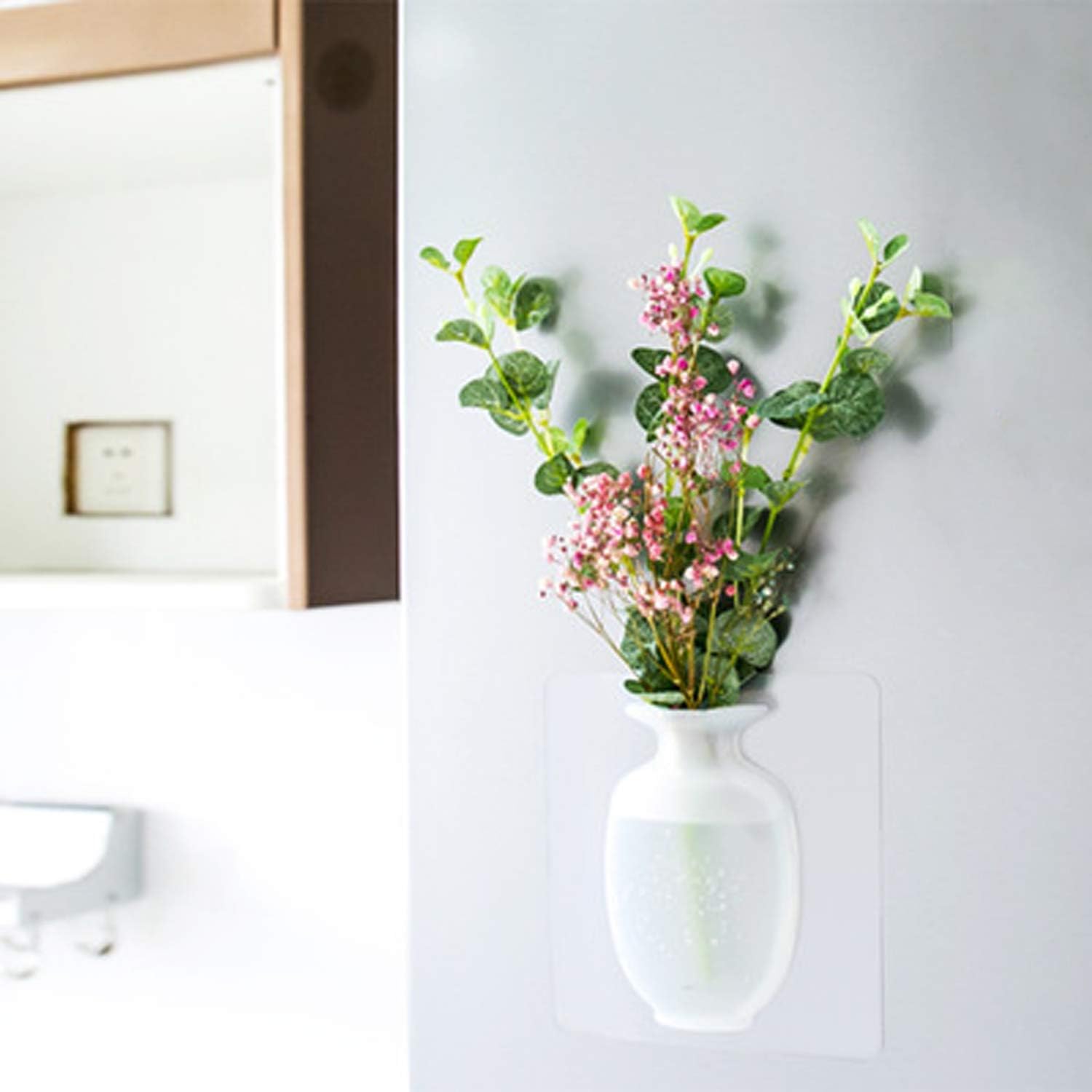 EJAYOUNGer Silicone Sticky Vase, 2-Pack Reusable Wall-Mounted Flower Pots Indoor, Drilling-Free Hanging Decorative Flower Vase (2 PCs) (2 PCs)