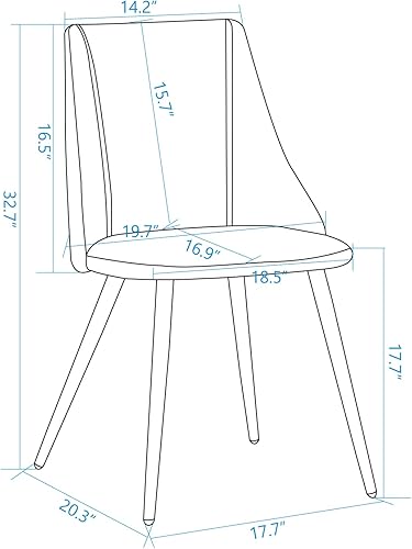 Miniatura 3 de FurnitureR Juego de 2, 19.5 pulgadas de profundidad x 17.7 pulgadas de ancho x 32.5 pulgadas de alto, tapizado de rizo para cocina, asiento suave