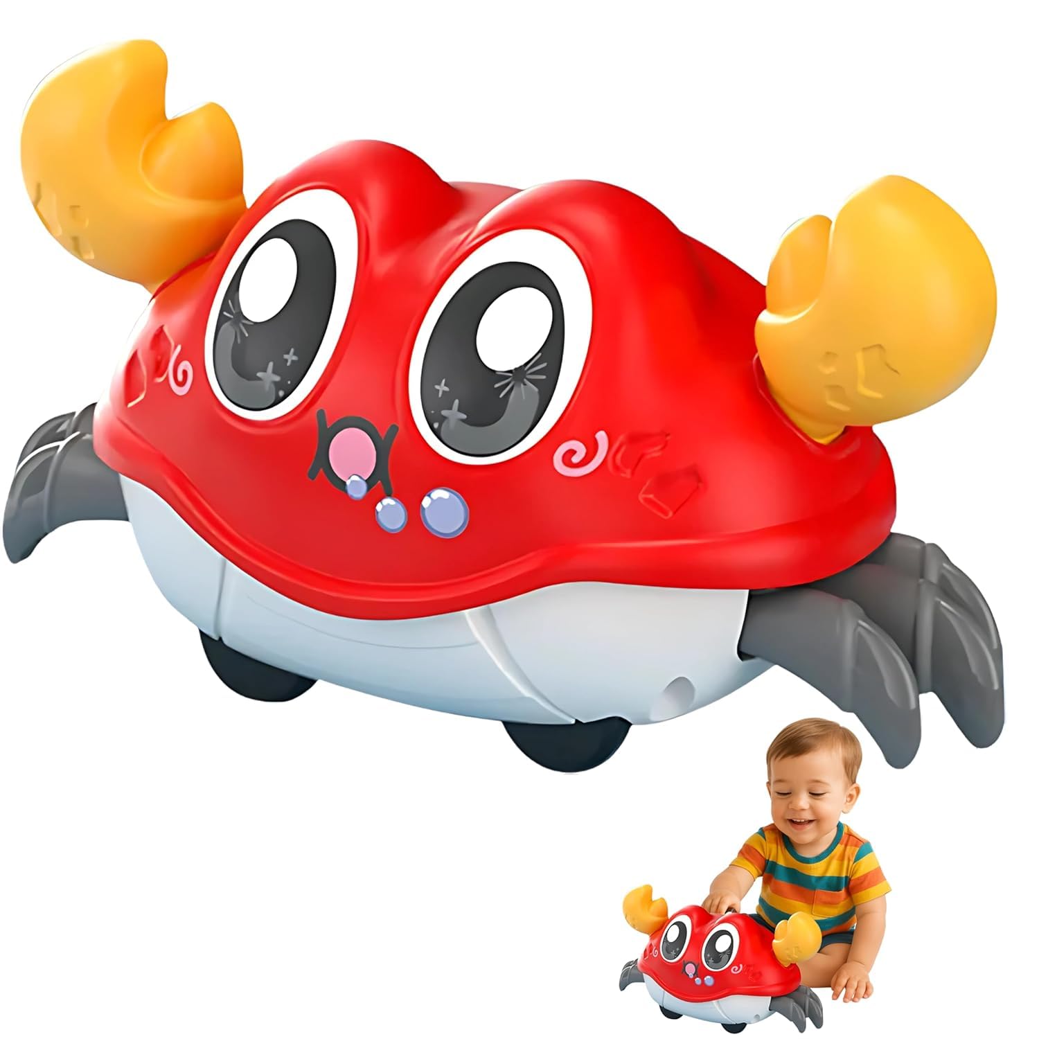 SHAKTISM Press and Go Owl Car Toys for Boys and Girls Crawling Toys for Moving Dino Toy for Birthday Gifts – Random Colour - 1Pc (Running Crab) 4