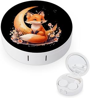 Fox Moon Wildlife Contact Lens Case Portable Travel Box Holder with Mirror
