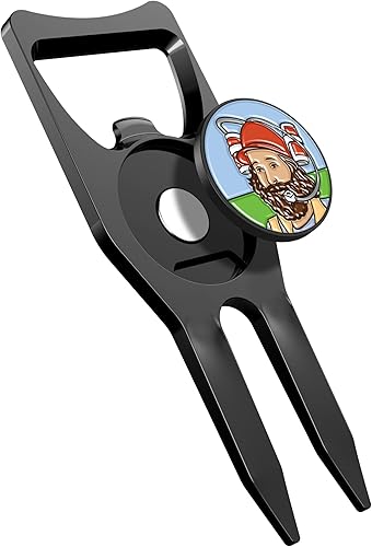 K9King Ultimate Gilmore Golf Bundle 6 in 1 Black Golf Divot Tool with Ball Marker, Golf Accessories Gift, Tee Holder, Groove Cleaner, Divot