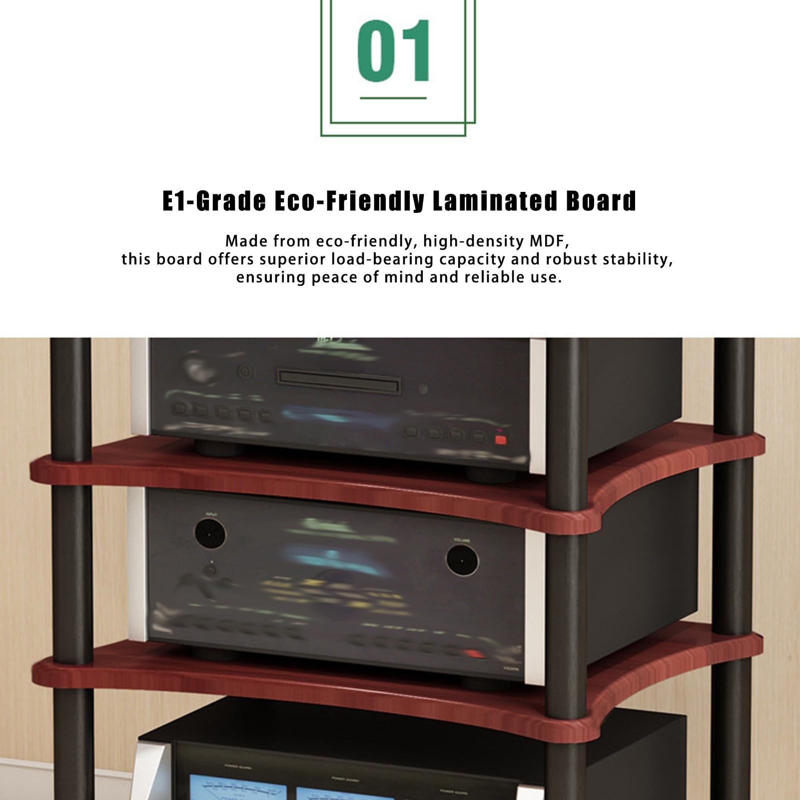 Stojak na Gramofon Szafka na Media, Narożne Półki Audio-wideo do Rozrywki, Szafka Stereo Półka na Media do Domowej Konsoli o Gier Odtwarzacz DVD(Black,4 tier 85cm/33.4in)