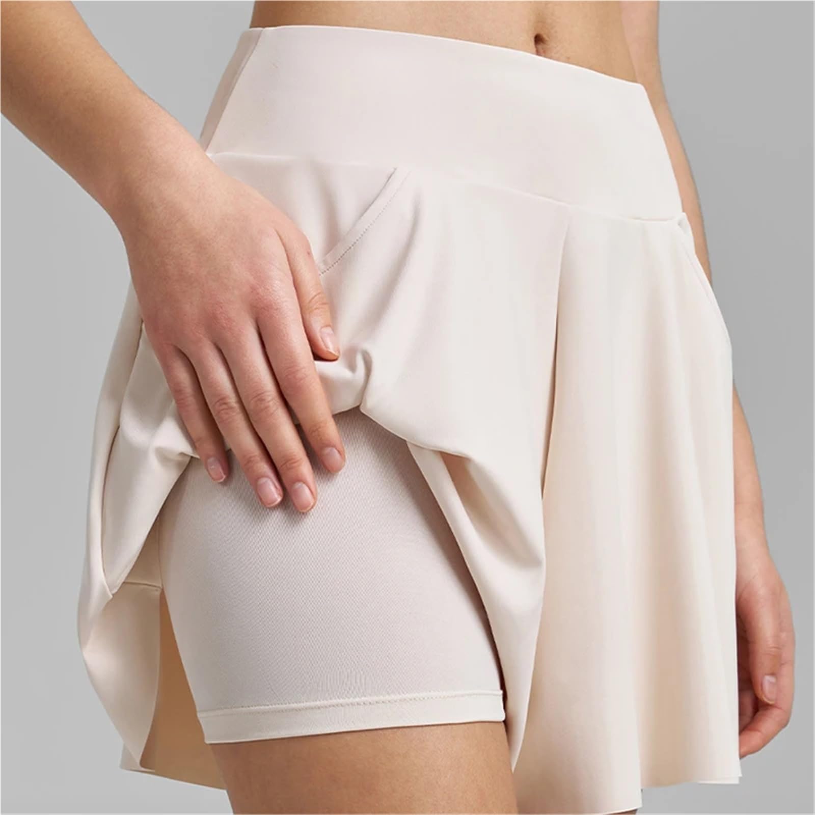 Tennisrock Einfarbig Hohe Taille Frauen Tennis Sport Rock Laufen Im Freien Golf Rock Taschen Fitness Yoga Casual