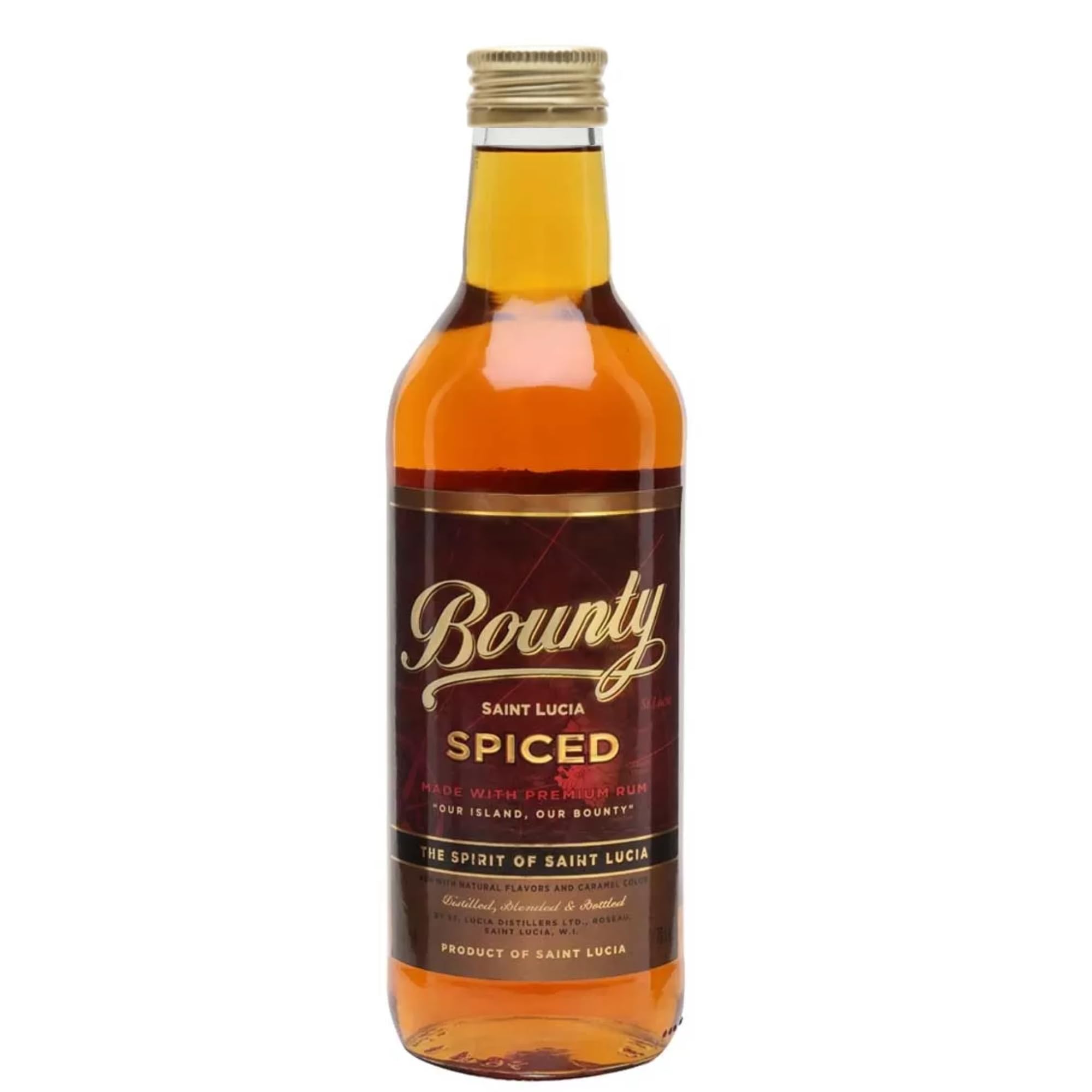 Bounty Rum Spiced: Miniature | Rum with natural flavours | Distilled, blended and bottled in Saint-Lucia | 40% alcohol 5cl | Perfect base for Long Drink